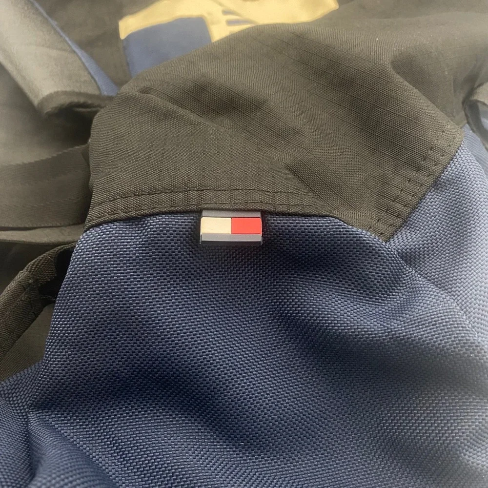 Tommy Hilfiger Duffle Bag Gym Travel Carry On Black Blue Logo 1985 Y2K Style EUC